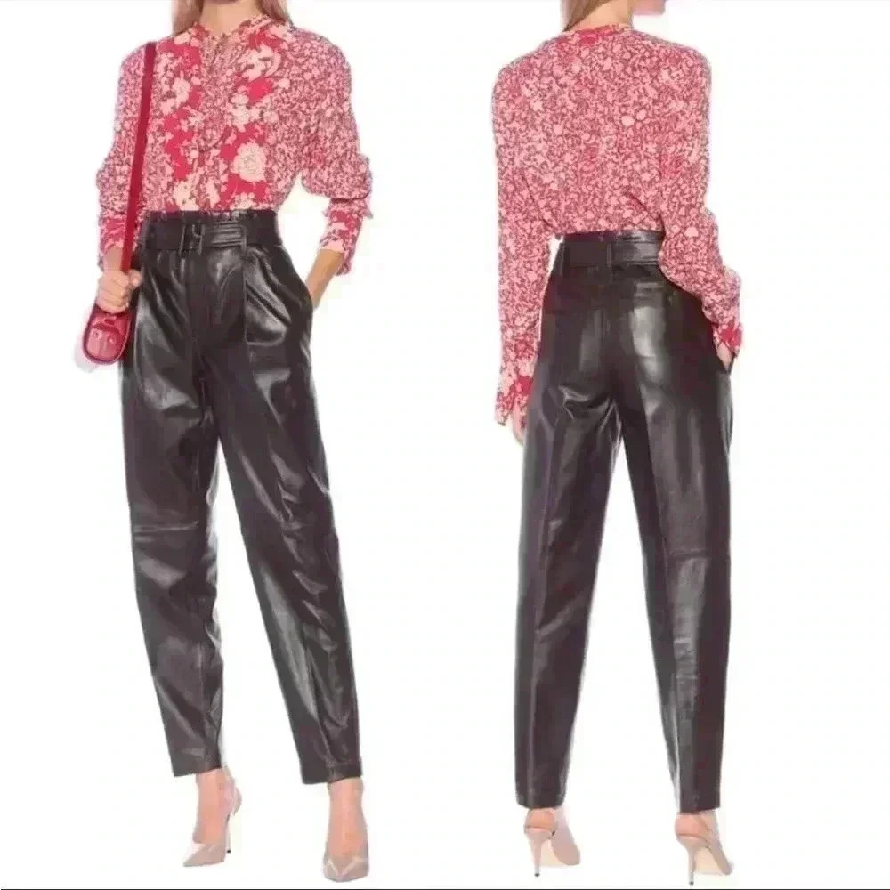 $998 NWT Polo Ralph Lauren High-rise Straight Leather Pants Sz 6